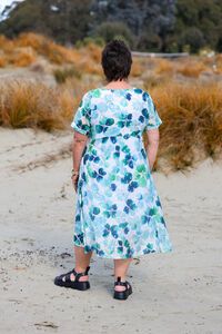La Mode Front Seam Gold Dot Floral Dress