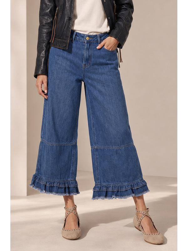 Smaibulun Ruffle Detail Hem Jean