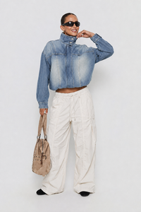 Smaibulun Denim Bomber Funnel Neck Jacket