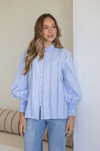 White Poetry Seersucker Stripe Cotton Shirt