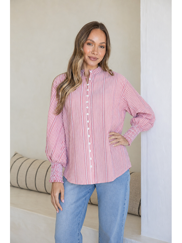 White Poetry Seersucker Stripe Cotton Shirt