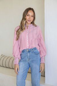 White Poetry Seersucker Stripe Cotton Shirt