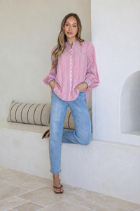 White Poetry Seersucker Stripe Cotton Shirt