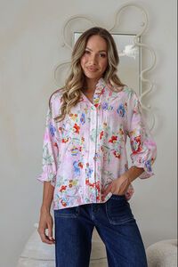 St. Germain Pintuck Ruffle French Flower Blouse