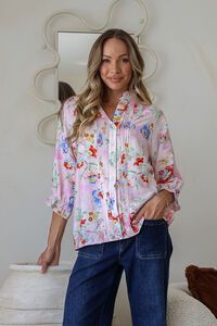 St. Germain Pintuck Ruffle French Flower Blouse
