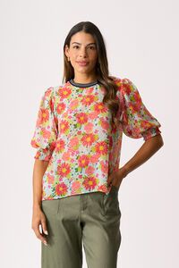 Memo Rib Trim Blouse