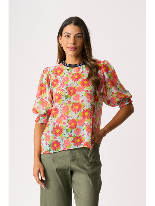 Memo Rib Trim Blouse