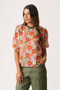 Memo Rib Trim Blouse