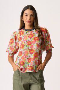Memo Rib Trim Blouse