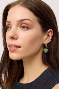 Tiger Tree Green Plump Heart Hoops Earrings