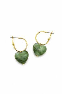 Tiger Tree Green Plump Heart Hoops Earrings