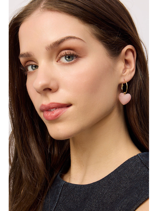 Tiger Tree Pink Plump Heart Hoops Earrings