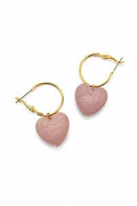 Tiger Tree Pink Plump Heart Hoops Earrings