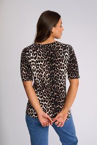 Vassalli Carmen Round Neck Top - Leopard 
