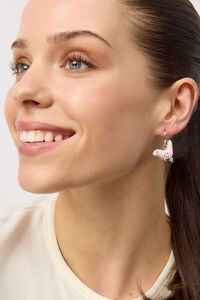 Tiger Tree Silver Pink Chick Huggies Earrings