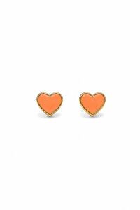 Tiger Tree Orange Resin Sweet Heart Studs Earrings