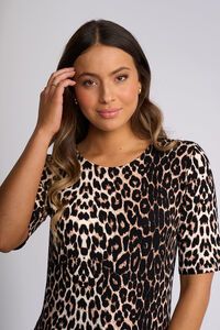 Vassalli Carmen Round Neck Top - Leopard 