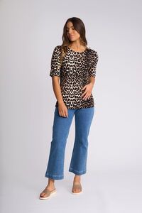 Vassalli Carmen Round Neck Top - Leopard 