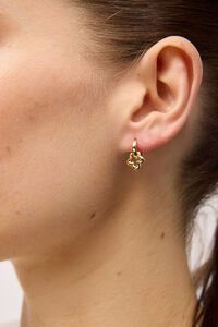 Tiger Tree Gold Spinning Flower Huggies Earrings