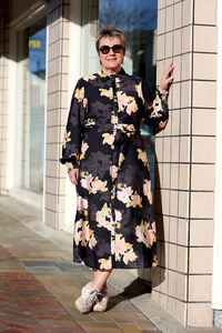 Sambara Printed Long Sleeve Shirt Dress