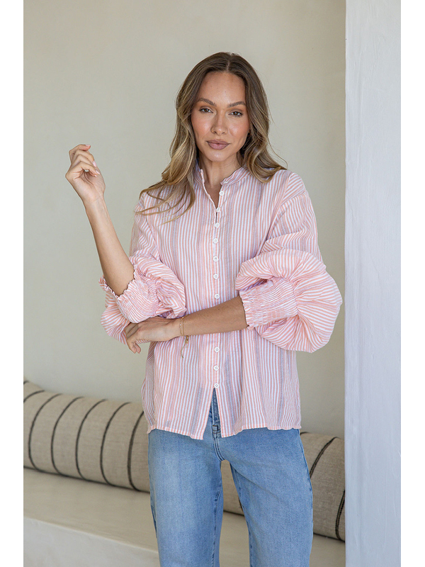 White Poetry Seersucker Stripe Cotton Shirt
