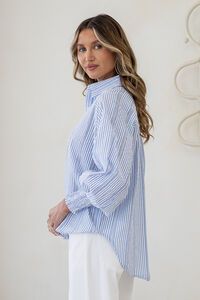 White Poetry Stripe Portsea Cuff Blouse