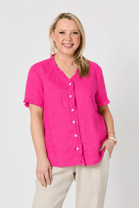 Gordon Smith Audrey Ruffle Detail Linen Top