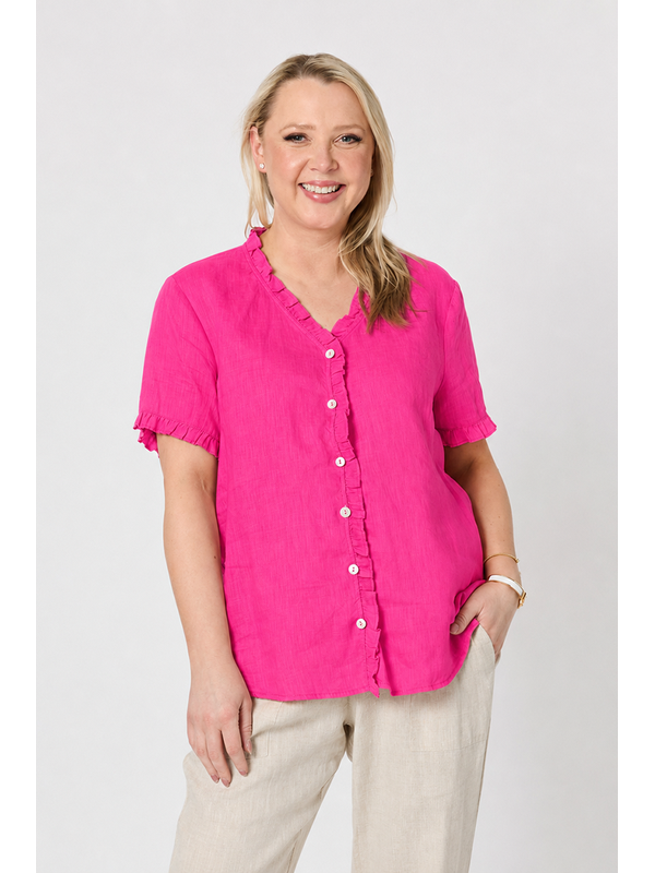 Gordon Smith Audrey Ruffle Detail Linen Top