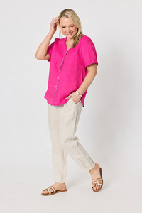 Gordon Smith Audrey Ruffle Detail Linen Top
