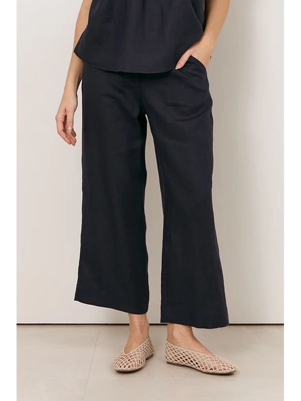 Adorne Lyndon Linen Cropped Pant