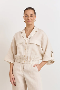 Adorne Arlie Front Pocket Linen Top