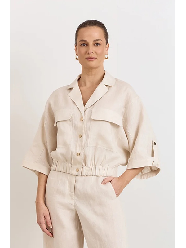 Adorne Arlie Front Pocket Linen Top