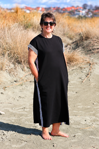 White On Black Dress With Tape