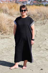 White On Black Dress With Tape