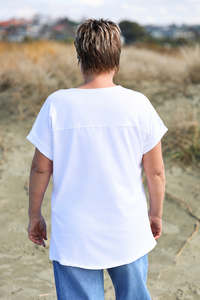 White On Black Placket Top