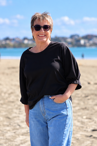 White On Black Pleat Sleeve Top