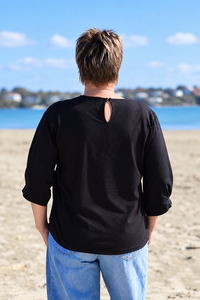 White On Black Pleat Sleeve Top