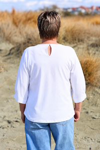 White On Black Pleat Sleeve Top