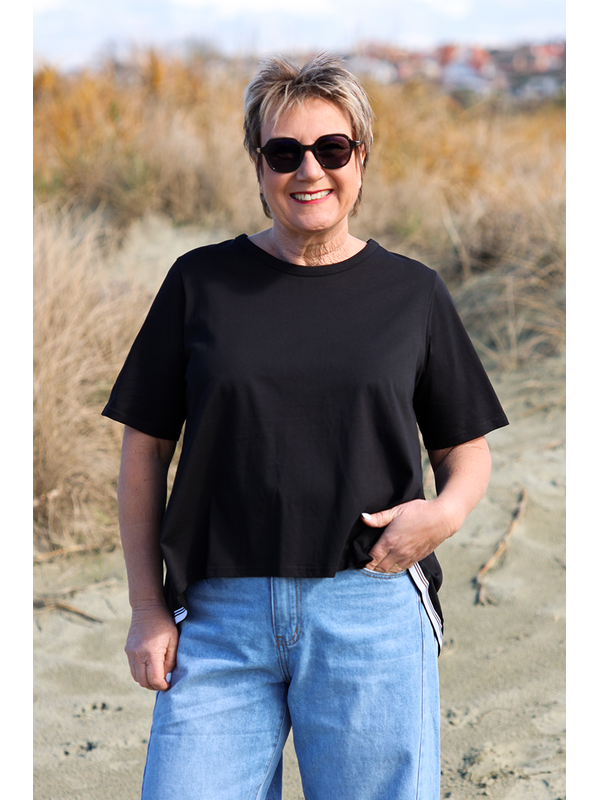 White On Black Swing Back Top