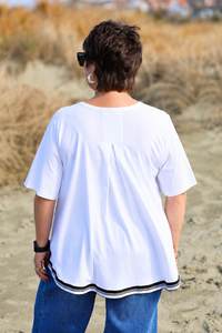 White On Black Swing Back Top