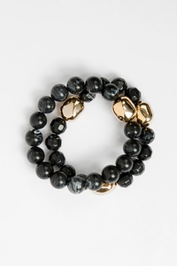 Stella + Gemma Agate and Gold Beads Bracelet
