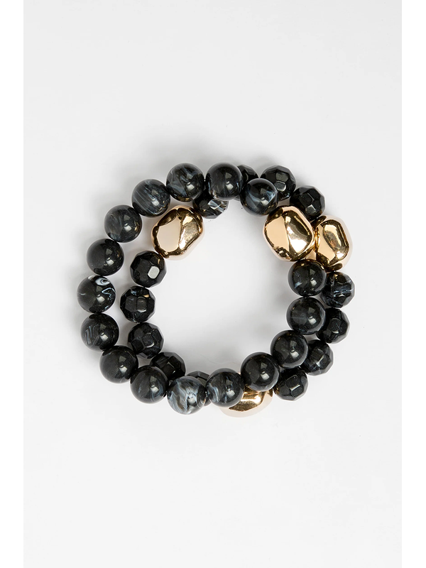 Stella + Gemma Agate and Gold Beads Bracelet