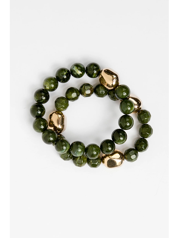 Stella + Gemma Agate and Gold Beads Bracelet