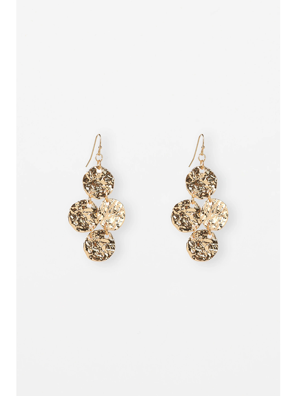 Stella + Gemma Gold Beaten Medallion Drop Earring