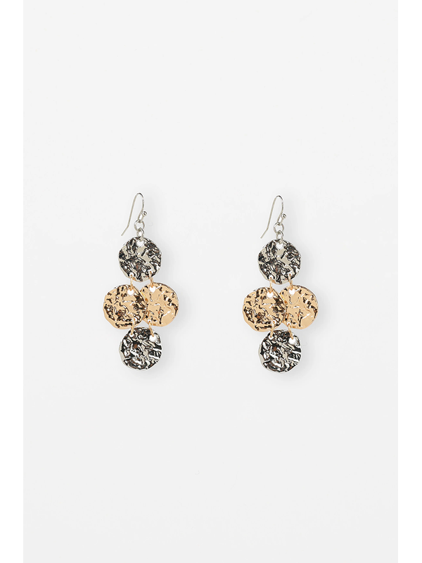 Stella + Gemma Gold Beaten Medallion Drop Earring