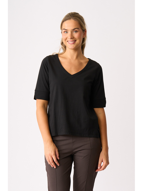 Esplanade V Neck Elbow Sleeve Top