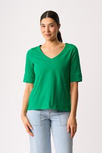 Esplanade V Neck Elbow Sleeve Top