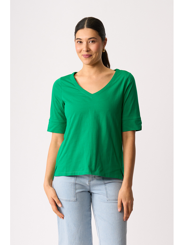 Esplanade V Neck Elbow Sleeve Top