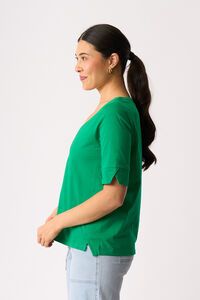 Esplanade V Neck Elbow Sleeve Top