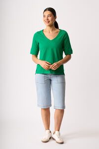 Esplanade V Neck Elbow Sleeve Top